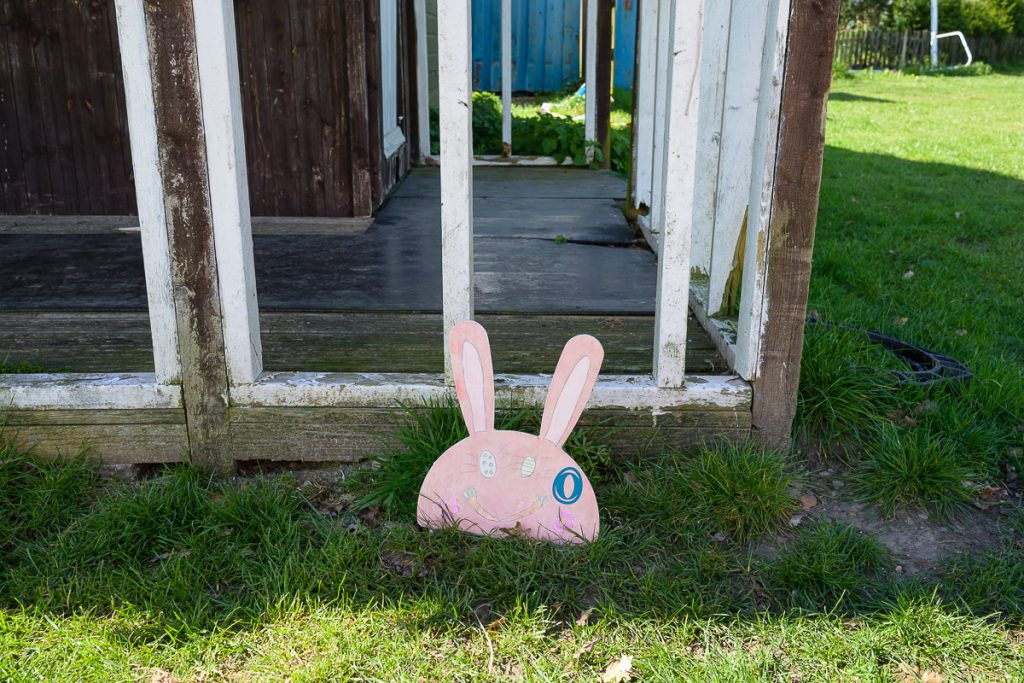 Bunny next to the cricket pavilion.