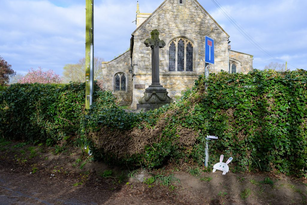 The bunny by the church.