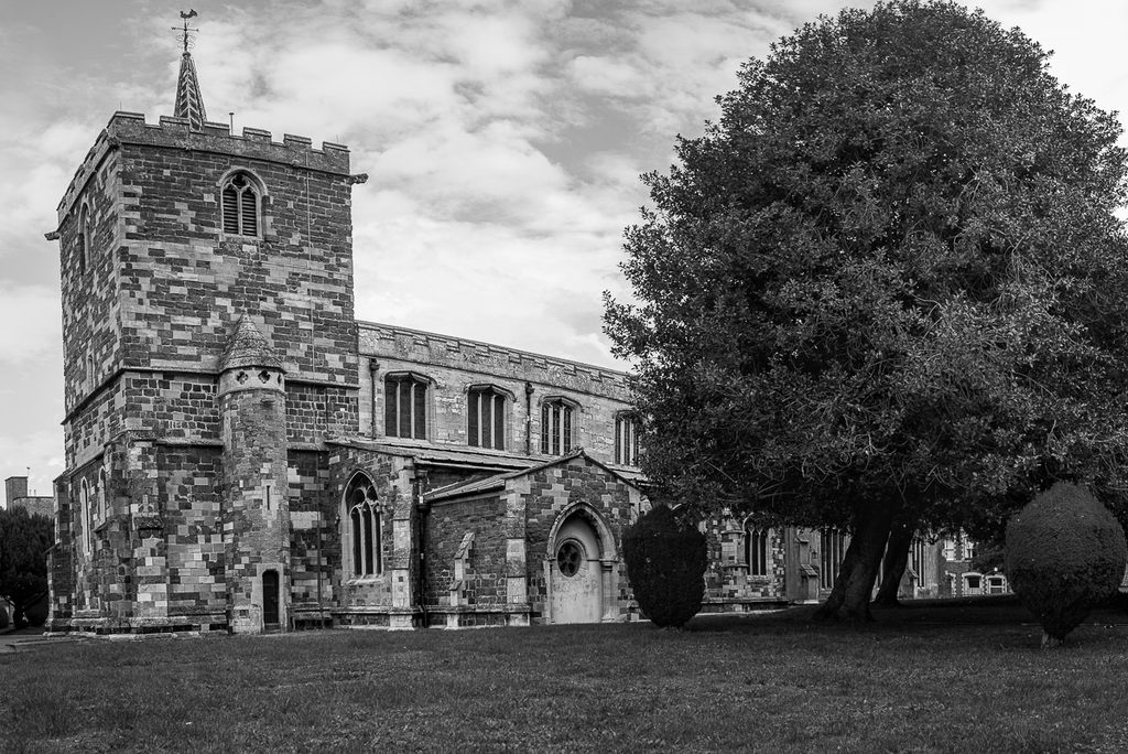 A black and white image of St Mary's Church in Horncastle, Lincolnshire.
It is a Grade II listed* Anglican parish church dedicated to Saint Mary, with origins dating to the early 13th century (c.  1250) on the site of earlier Roman and Saxon structures. 